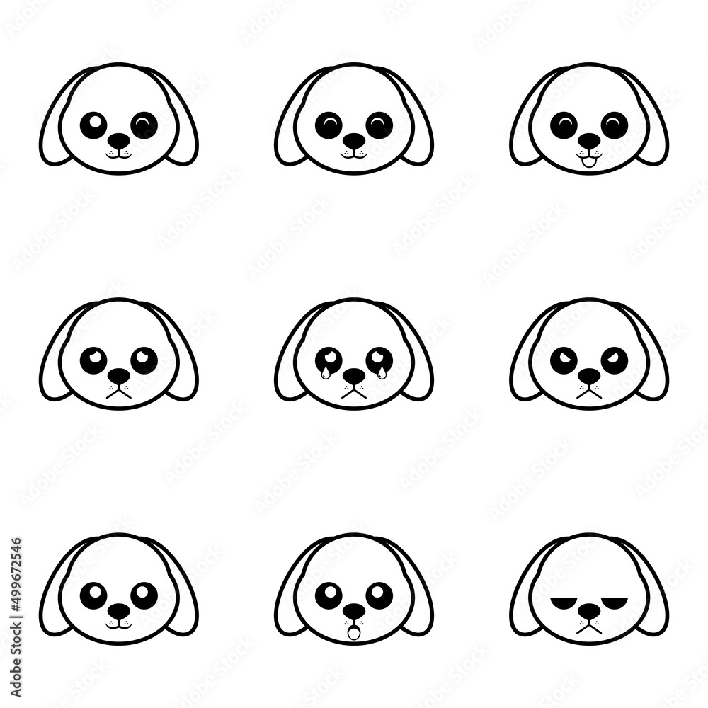 Dog face icon collection with black and white. Vector illustration Dog face icon collection with black and white. Vector illustration