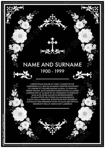 Memorial & Funeral Card Templates with flowers paper cut