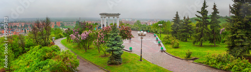 Schilderij op canvas Panoramic view of the White Rotunda Building and the city of Poltava, banner, panorama