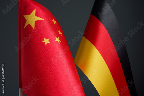Photography Flags of China and Germany. Relationships of countries concept.