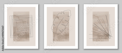 Abstract art,  floral watercolor geometric background. Design for poster, wall decoration, cover, EPS10 vector template