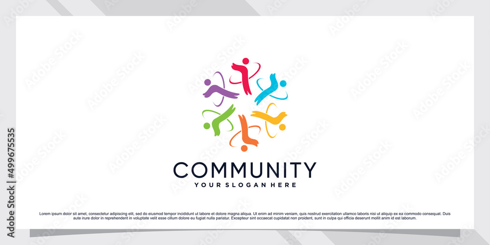 Community or teamwork icon logo template with creative concept