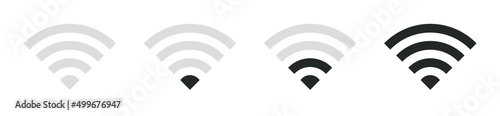 Set of wifi icons. Connection and internet icon signal. Vector wi-fi signal black. Wireless icon set. WIFI internet sign isolated on white background, flat style, vector illustration. Stock vector.