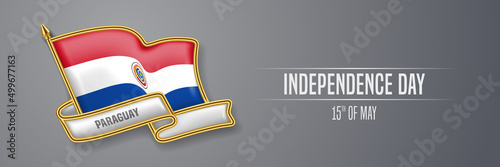 Paraguay happy independence day greeting card, banner vector illustration