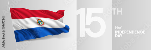 Paraguay happy independence day greeting card, banner vector illustration