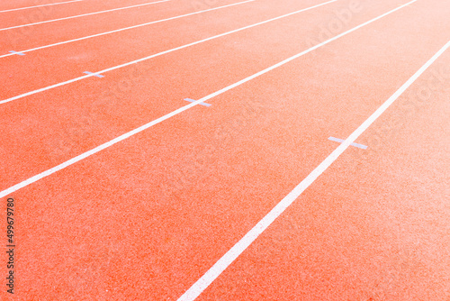 Red running track in stadium. Concept run. Love sport