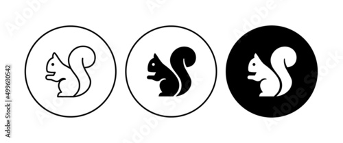 Squirrel icon editable stroke line . Template design. Cute animal silhouette, vector design element. Vector set. Nature concept.