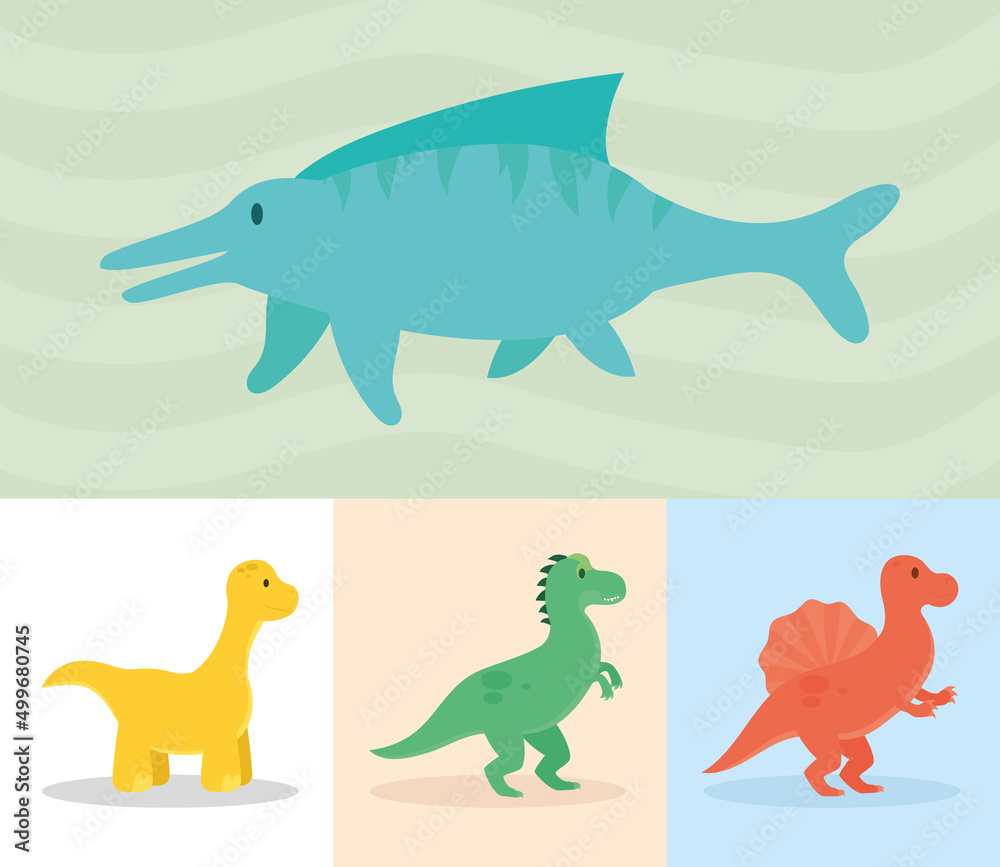 cartoon dinosaurs icon set cartoon dinosaurs icon set
