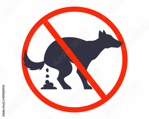 no dog walking sign. forbidden dog pooping. flat vector illustration.