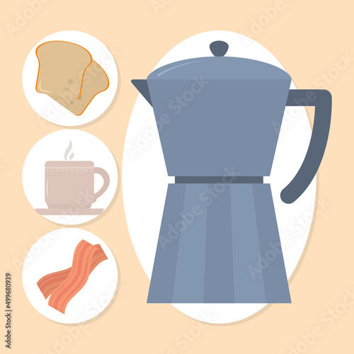 breakfast icons set