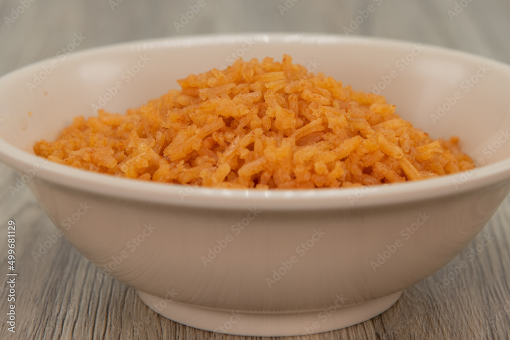 Hearty bowl of Mexican rice to compiment as a side dish to any Latino meal Hearty bowl of Mexican rice to compiment as a side dish to any Latino meal