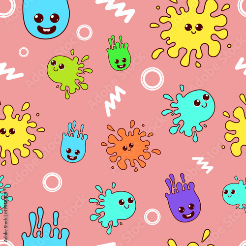 Funny colored blots. Endless seamless pattern. Vector illustration.