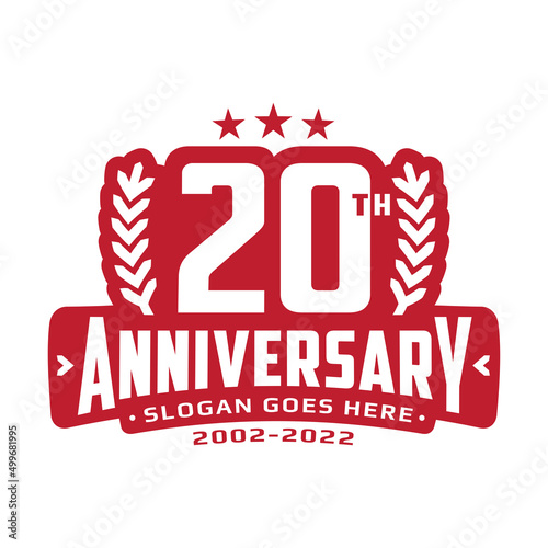 20 years anniversary logo design template. 20th anniversary celebration logotype. Vector illustration.
