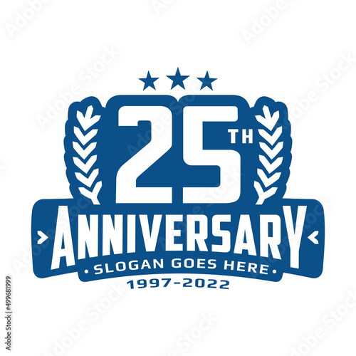 25 years anniversary logo design template. 25th anniversary celebration logotype. Vector illustration.
