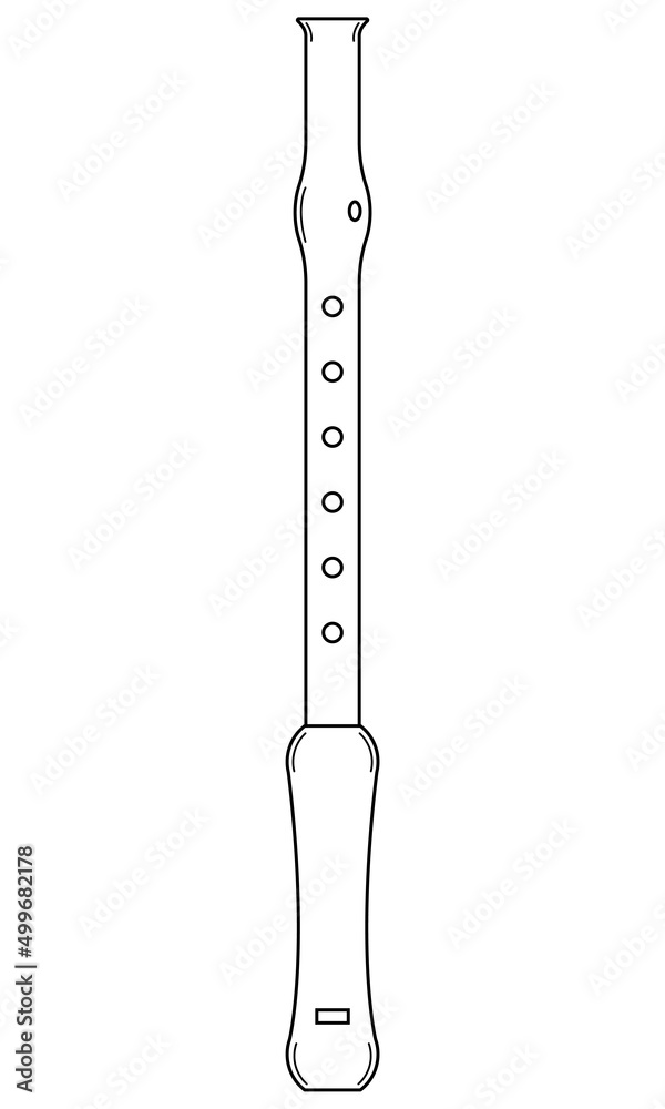 Hand drawn flute. Woodwind musical instrument. Doodle style. Vector Hand drawn flute. Woodwind musical instrument. Doodle style. Vector