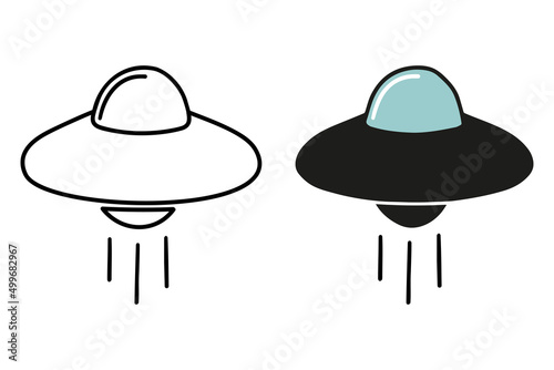 Cute and funny coloring page of an ufo. To color this page is very easy. Suitable for little kids and toddlers.