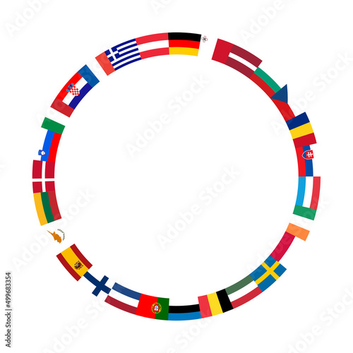 National flags EU countries in the circle