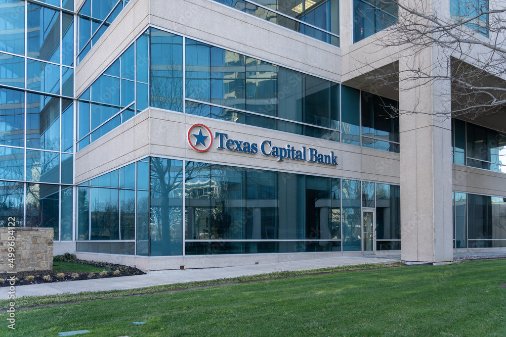Plano, Texas, USA March 19, 2022 Texas Capital Bank logo sign on its