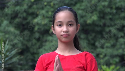 Religious Christian Girl Sign Of The Cross