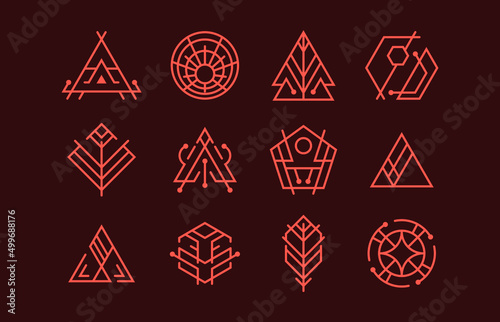 Sacred geometry symbols geometric icons and logos