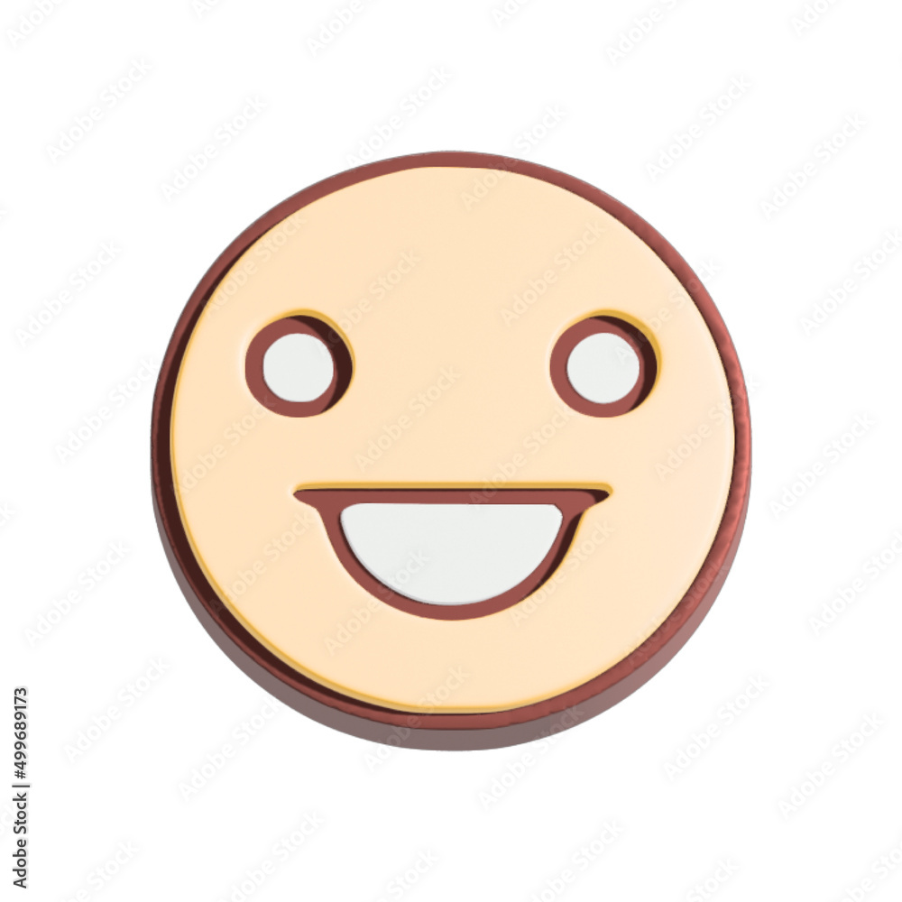 Fototapeta premium Happy smiley face 3d illustration. Cartoon character isolated on white background.
