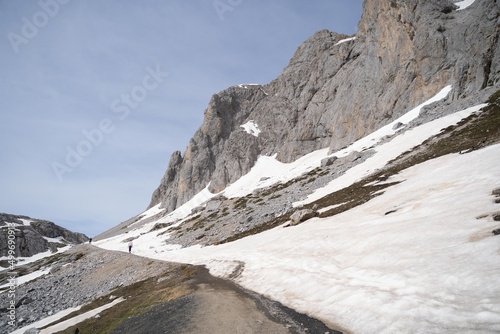 mountain landscape in winter in Picos de Europa National Park, Spain photo