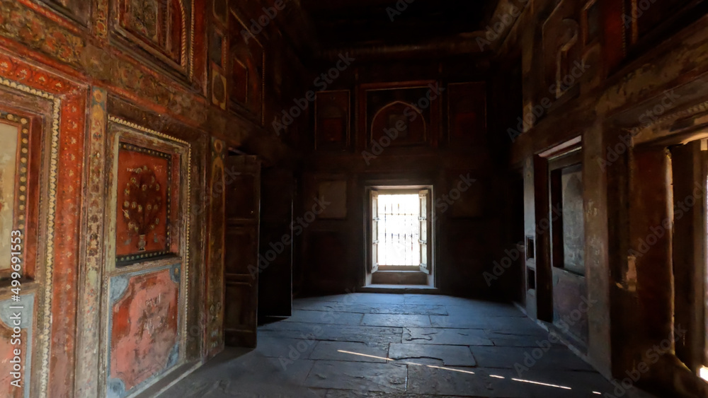 Colorful room of a Indian queen; Room filled with paintings Colorful room of a Indian queen; Room filled with paintings