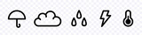 Weather forecast icons set. Thunderstorm icons. Vector clipart isolated on transparent background.