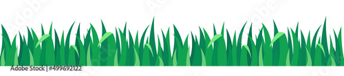 Green Grass seamless border. Seamless 3d line of grass. Vector clipart isolated on white background.