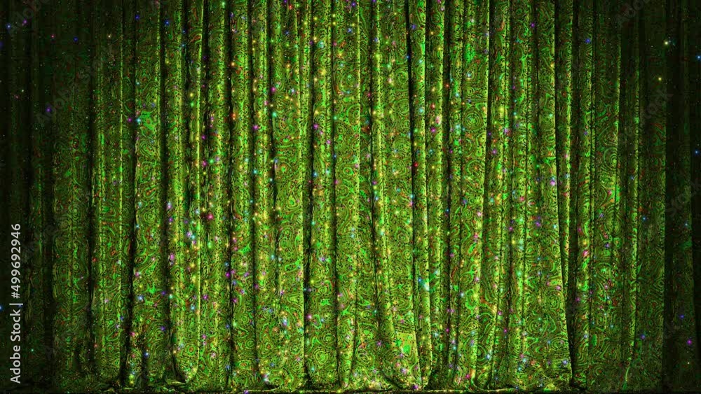Realistic 3D animation of the luxury green metallic sequin glittering curtain rendered in UHD with alpha matte