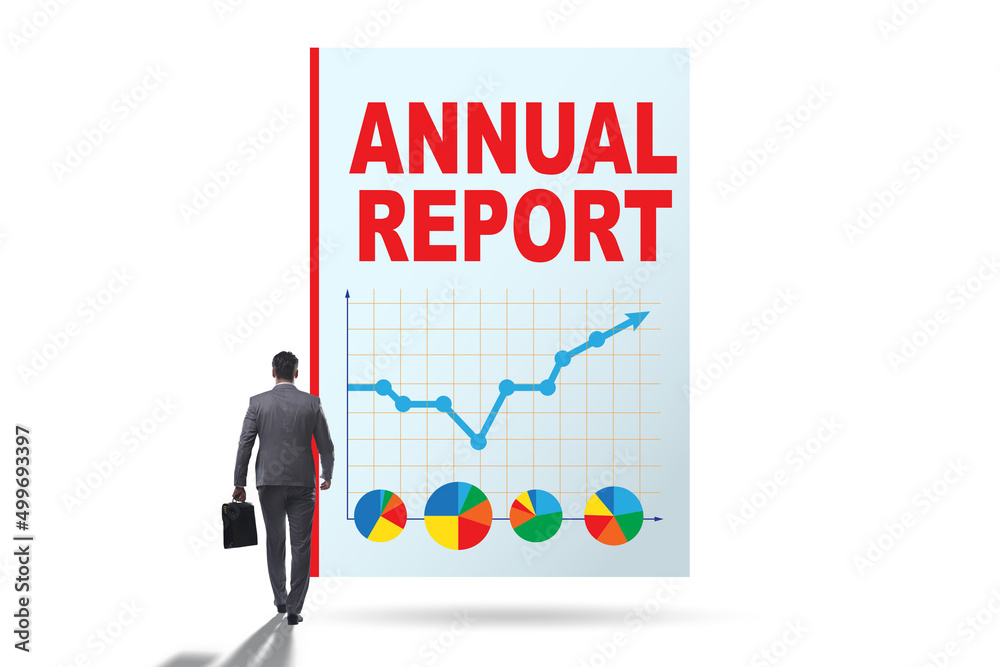 Businessman in annual report concept Businessman in annual report concept