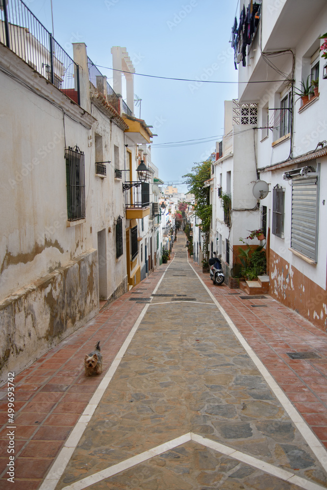 Famous white Architecture of the Marbella city in Spanish Andalusia on the mediterranean sea