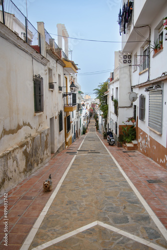 Famous white Architecture of the Marbella city in Spanish Andalusia on the mediterranean sea