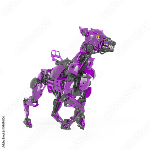 cyber dog is on walking in white background