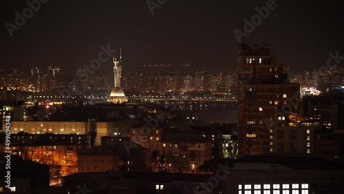 Night View panorama of Kyiv, Ukraine