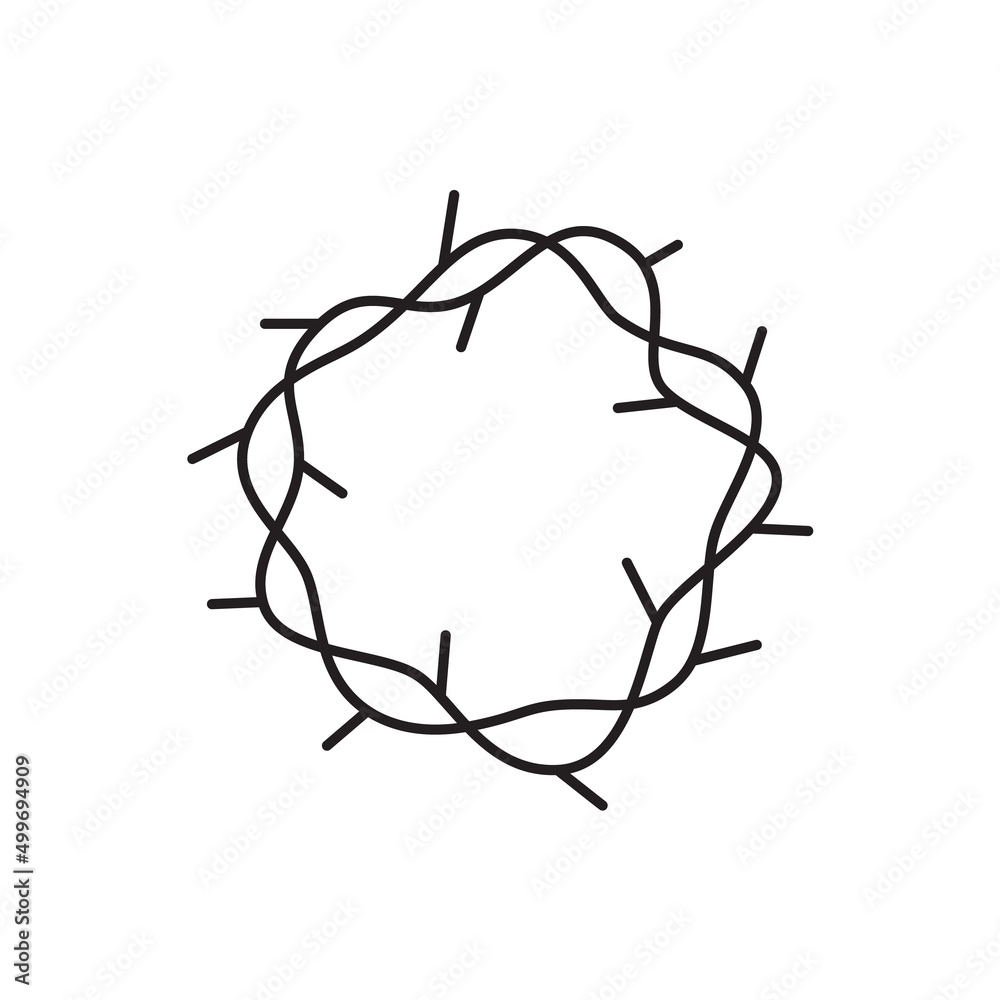 Monoline vector Crown of thorns icon. Simple illustration of Christian glyph Symbol, logo illustration graphics