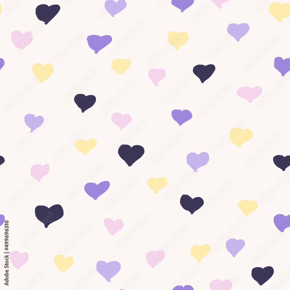 Hand drawn hearts abstract seamless pattern