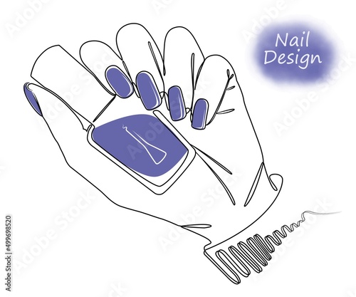 nail design hand with varnish sketch eps10