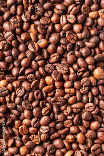 Grains of brown coffee, background texture