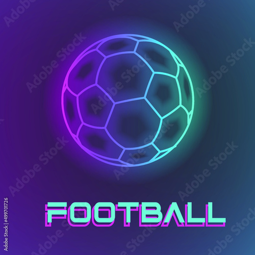 Neon glow synth wave football. Old school style, 80s, 90s.