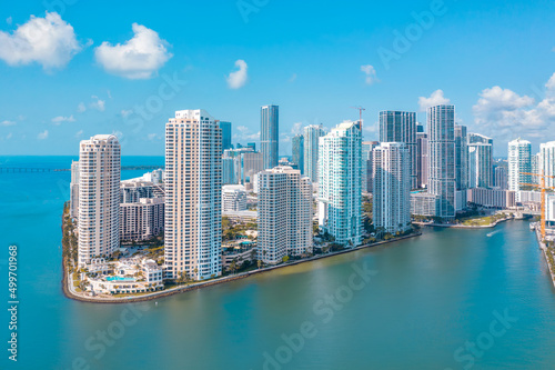 Panoramic view of the Brickell Key skyline in Miami Florida © Luis