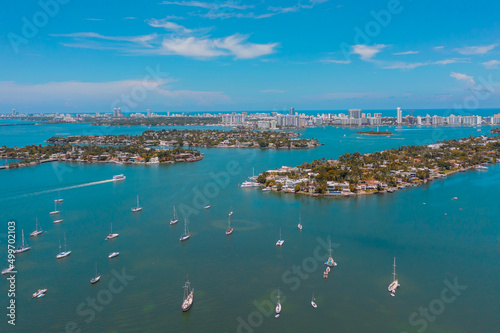Boats in Biscayne Bay in Miami Beach