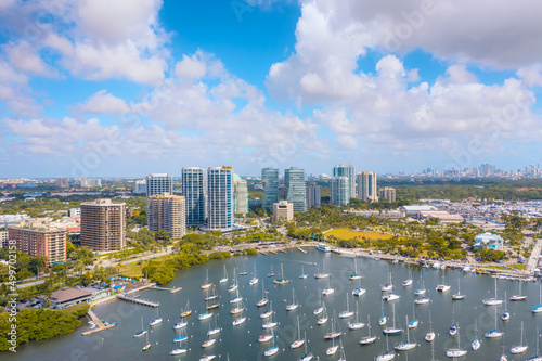 Panoramic view of the Coconut Grove Marina in Miami