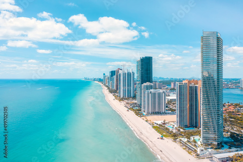 Panoramic view of the Sunny Isles Beach skyline in Florida