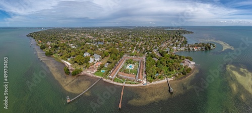 Drone panorama over Bay Vista Park and Point Pinellas in St. Petersburg in Florida during daytime with clear weather and sunshine photo