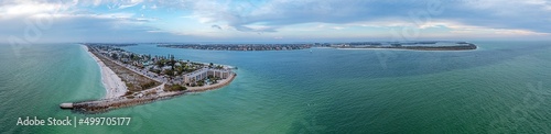 Photography Drone panorama over Pass-a-Grille beach on Treasure Island and Pine Key area in St