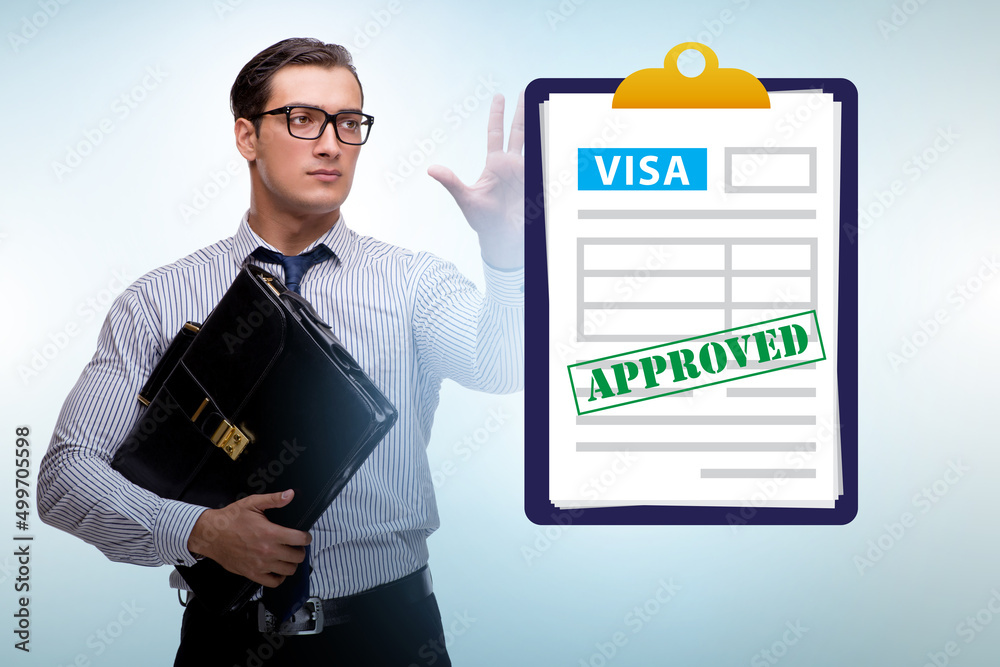 Visa application concept with businessman Visa application concept with businessman