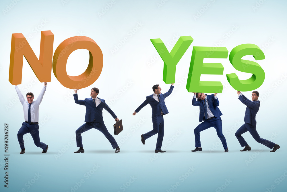 Businessmen in YES NO concept Businessmen in YES NO concept
