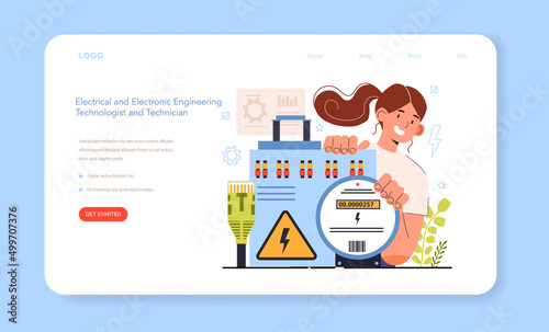 Diverse women in engineer technology web banner or landing page