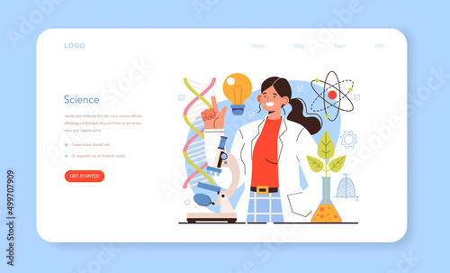 Diverse women in science web banner or landing page. Female geological